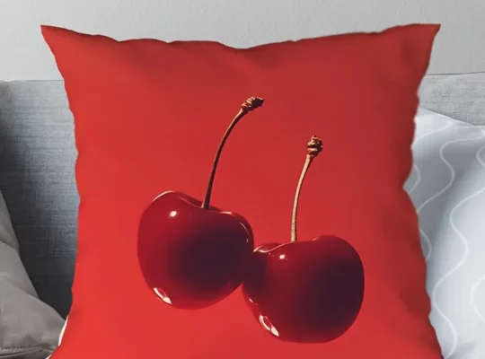 غطاء وسادة مربع على شكل كرز أحمر