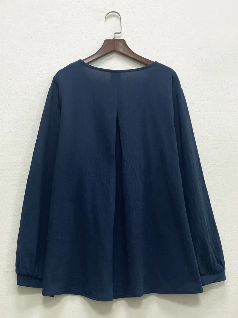 بلوزة كاجوال للنساء بمقاسات كبيرة، سهلة العناية - الصورة 2