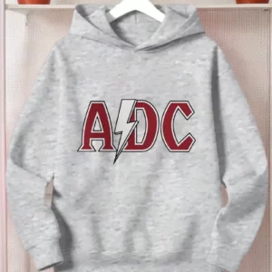 هودي مطبوع للأولاد بعنوان “ADC”، سويت شيرت بقلنسوة غير رسمي من البوليستر مع تمديد خفيف، طباعة عشوائية