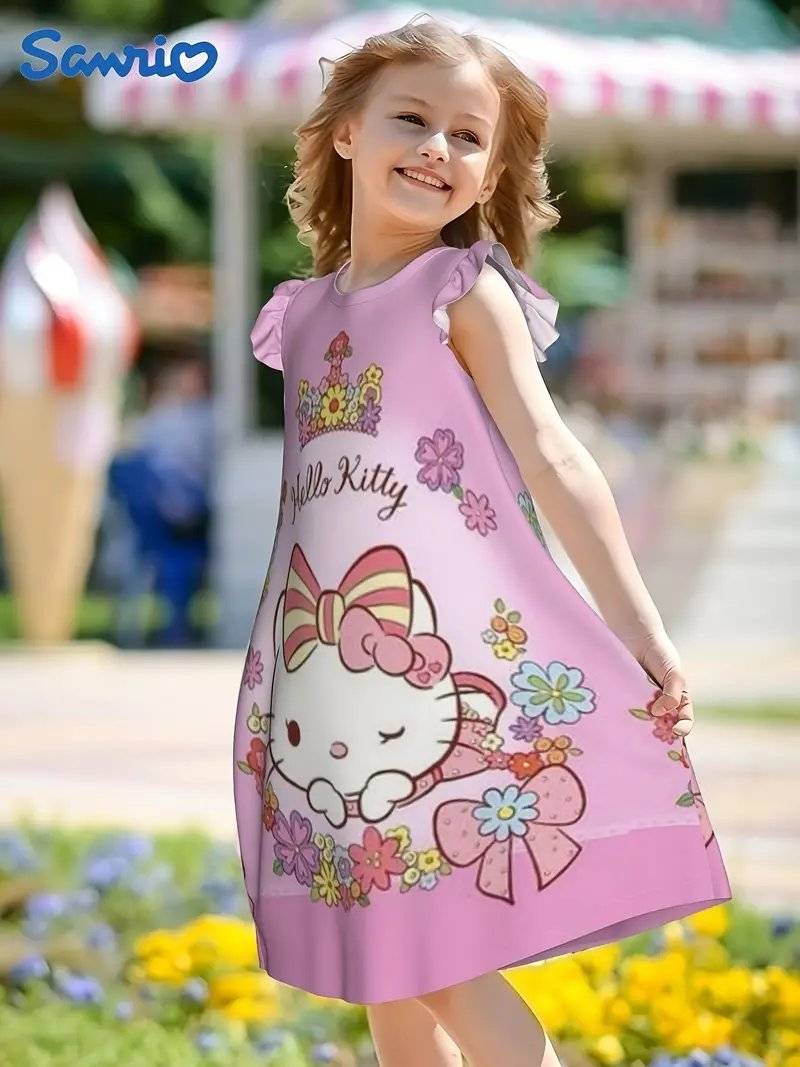 فستان رقمي مرخص من سانريو لشخصية هالو كيتي، يتميز بتصاميم كرتونية لطيفة، بأسلوب غير رسمي ومريح، مصنوع من قماش ناعم وصديق للبشرة، مثالي للاستخدام اليومي.