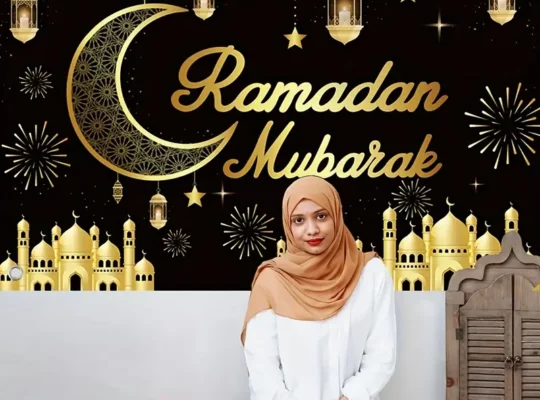 1 قطعة خلفية بوليستر رمضان مبارك