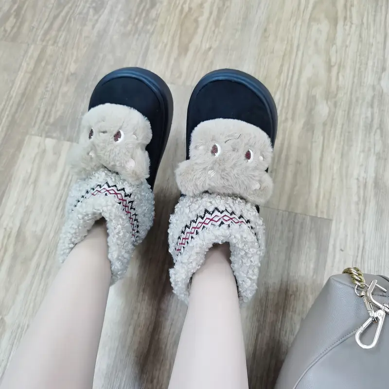 أحذية دافئة على طراز فتاة دب كبيرة الرأس اللطيفة
