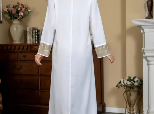 طقم جيلبيا نسائي عربي طويل من الشيفون ذو أكمام