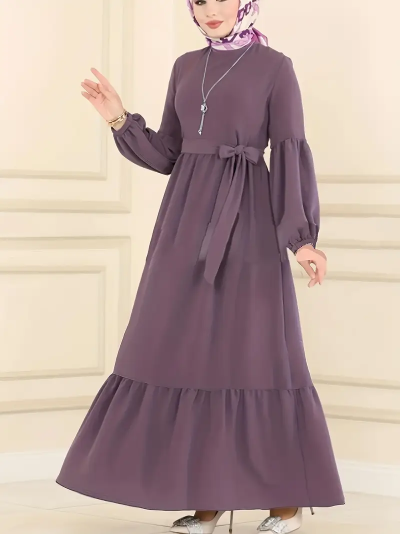 فستان تونك إسلامي أنيق للنساء بتفاصيل ربط