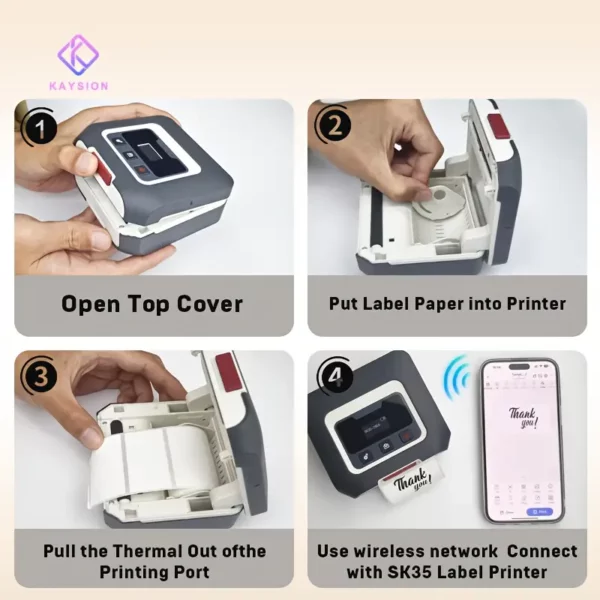 ⁦مجموعة طابعة ملصقات حرارية محمولة A KAYSION SK35⁩ - الصورة ⁦3⁩