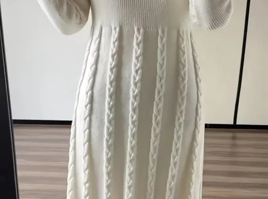 فستان ميدي أنيق بأكمام طويلة للنساء