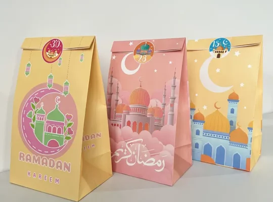 مجموعة من 60 حقيبة ورقية بنمط رمضان