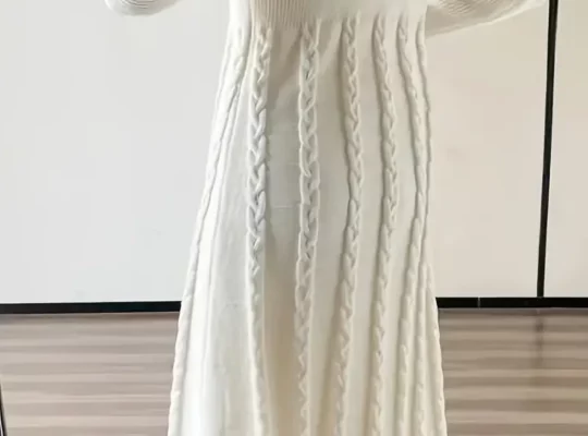 فستان ميدي أنيق بأكمام طويلة للنساء