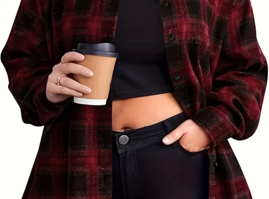 شاكيت بمقاس كبير بنقشة مربعات