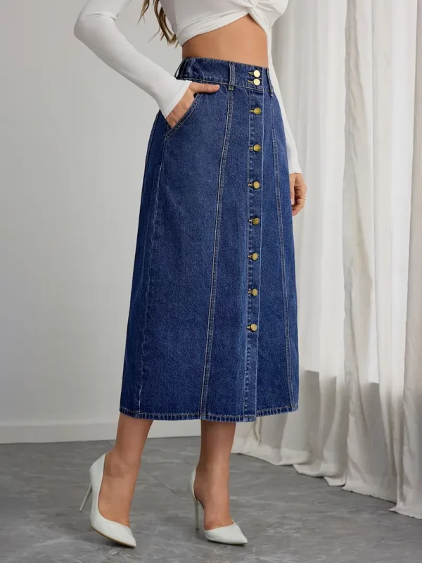 ⁦1 قطعة DENIMCOLAB تنورة دينم ...⁩ - الصورة ⁦4⁩
