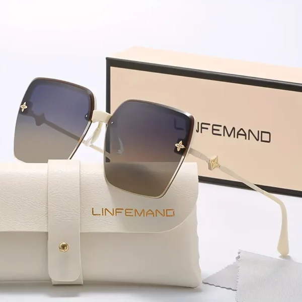 ⁦نظارات زخرفية مربعة بدون إطار أنيقة من LINFEMAND⁩ - الصورة ⁦6⁩