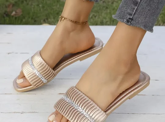 صنادل نسائية عارضة مسطحة – أحذية مريحة سهلة الارتداء