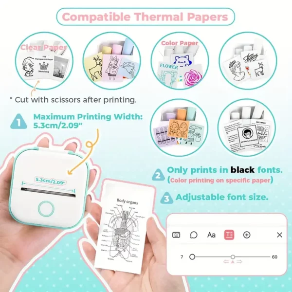 ⁦طابعة الملصقات الصغيرة Phomemo T02⁩ - الصورة ⁦4⁩