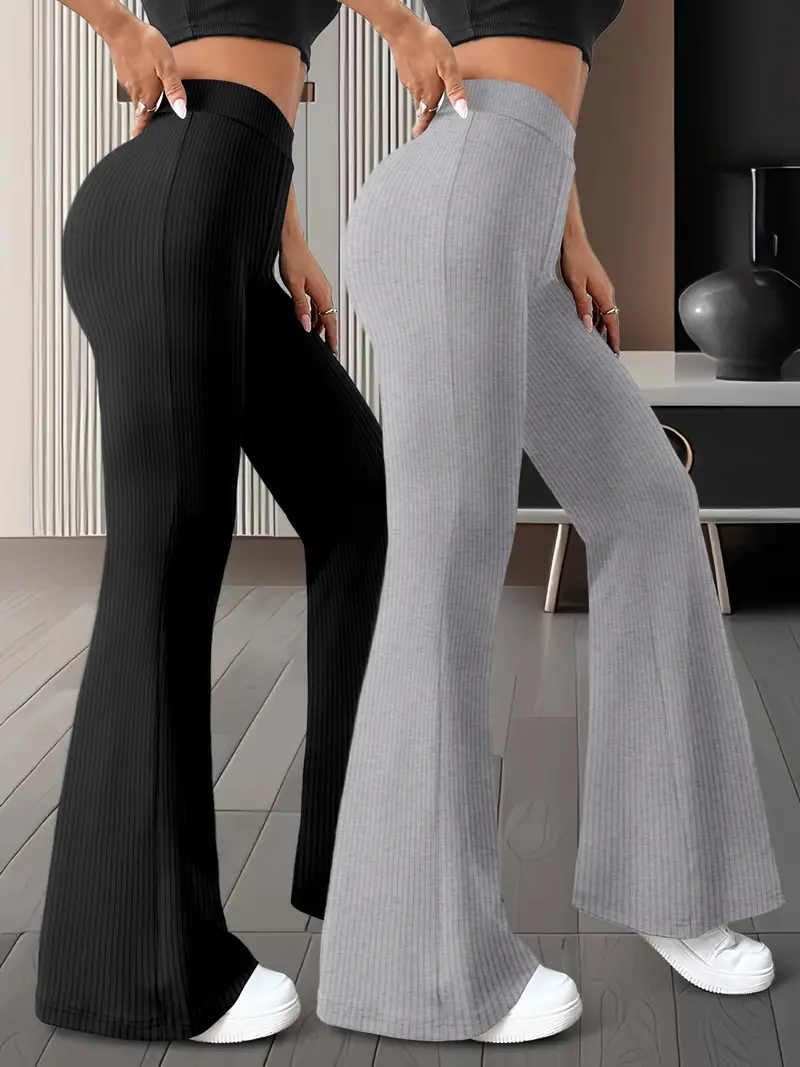 سراويل ضيقة نسائية بحجم كبير مكونة من قطعتين بلون سادة وخصر عالٍ مرنة للياقة البدنية واليوجا سراويل كاجوال متعددة الأغراض