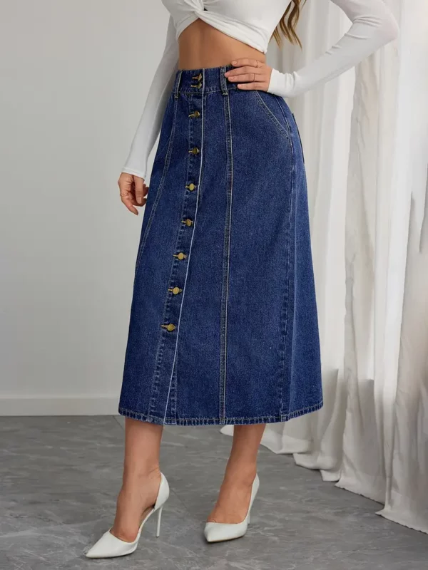 ⁦1 قطعة DENIMCOLAB تنورة دينم ...⁩ - الصورة ⁦5⁩