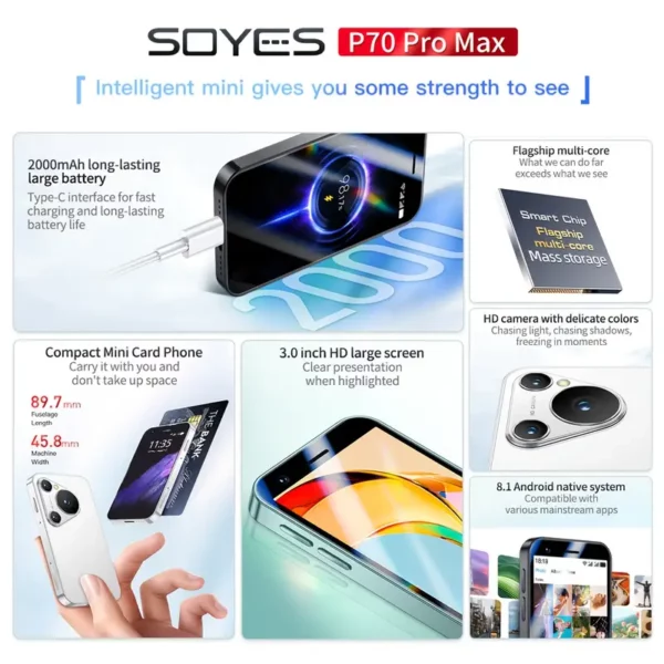 ⁦هاتف ذكي صغير SOYES P70 Pro Max - شاشة⁩ - الصورة ⁦5⁩