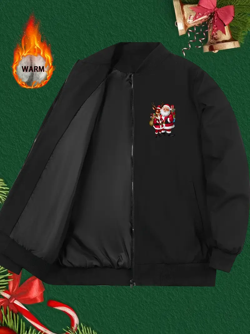 جاكيت رجالي عصري مبطن بفرو الصوف مع طبعة على الوجهين، معطف غير رسمي لفصل الخريف والشتاء.