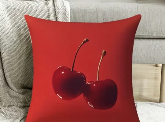 غطاء وسادة مربع على شكل كرز أحمر