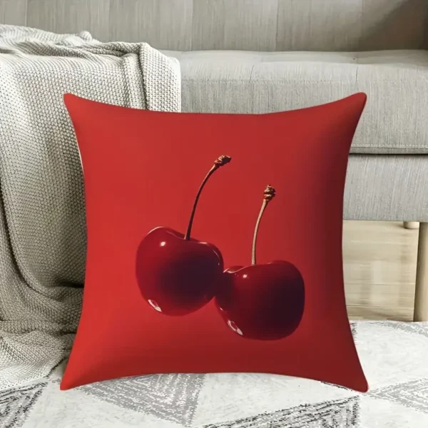 ⁦غطاء وسادة مربع على شكل كرز أحمر⁩ - الصورة ⁦3⁩