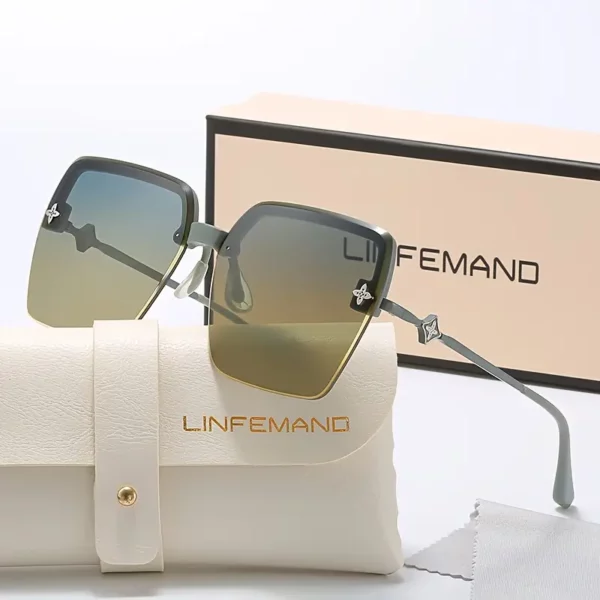 ⁦نظارات زخرفية مربعة بدون إطار أنيقة من LINFEMAND⁩ - الصورة ⁦8⁩