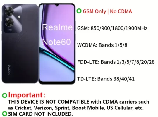 هاتف realme Note 60 4+256GB، شاشة 6.74 بوصة …