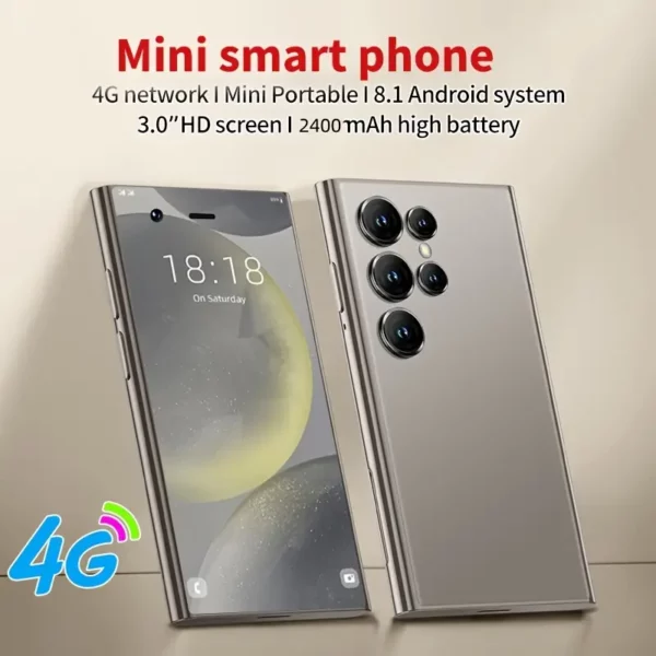 هاتف ذكي صغير VIQEE 4G، شاشة عالية الدقة بحجم 7.62 سم، شريحتان، نظام أندرويد، فيديو بدقة 720p، شحن عبر USB-C، بطارية بسعة 2400 مللي أمبير، واي فاي، تقنية التعرف على الوجه، بحجم يناسب الجيب للسفر والهاتف الاحتياطي.